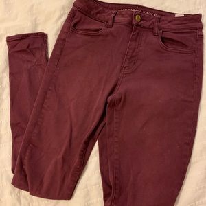 Maroon skinny jeans
